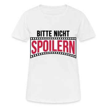 Farben änderbar | Bitte nicht Spoilern - Frauen T-Shirt atmungsaktiv - Weiß - Vorne - AI Model Female 172 dark (172cm)