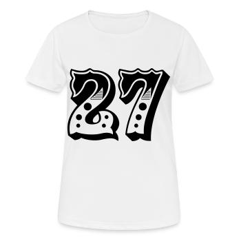 27 - Zahl - Nummer - Frauen T-Shirt atmungsaktiv - Weiß - Vorne - AI Model Female 172 dark (172cm)