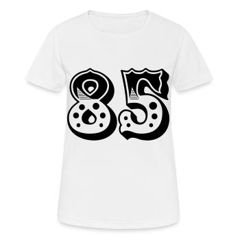 85 - Zahl - Nummer - Frauen T-Shirt atmungsaktiv - Weiß - Vorne - AI Model Female 172 dark (172cm)