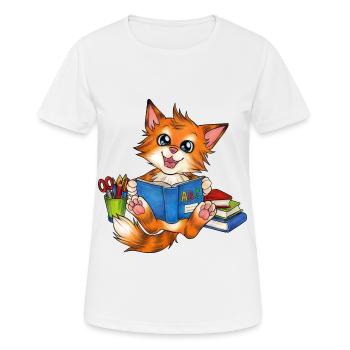 Niedliche Katze Katzenkind mit ABC Buch Schule - Frauen T-Shirt atmungsaktiv - Weiß - Vorne - AI Model Female 172 dark (172cm)