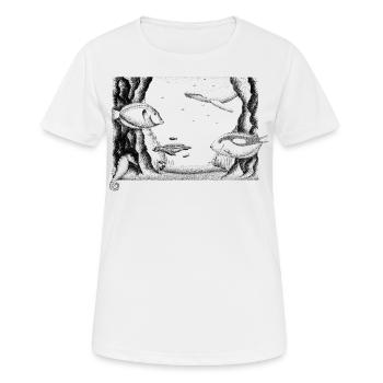 Récif de corail - cadeau d'aquarium noir et blanc - T-shirt respirant Femme - blanc - Devant - AI Model Female 172 dark (172cm)