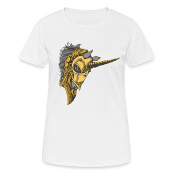 Licorne armure d’or cheval - T-shirt respirant Femme - blanc - Devant - AI Model Female 172 dark (172cm)