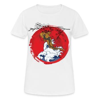 Koi Japan Design Kunst - Frauen T-Shirt atmungsaktiv - Weiß - Vorne - AI Model Female 172 dark (172cm)