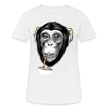 Ein Schimpanse Mit Pods - Frauen T-Shirt atmungsaktiv - Weiß - Vorne - AI Model Female 172 dark (172cm)