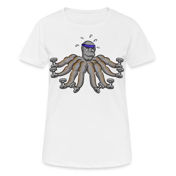 Octopus Bodybuilding Bodybuilder Krake - Frauen T-Shirt atmungsaktiv - Weiß - Vorne - AI Model Female 172 dark (172cm)