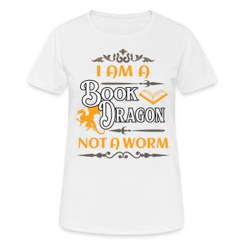 Books dragon reading worm fantasy novels fan - Women's Breathable T-Shirt - white - Front - AI Model Female 172 dark (172cm)