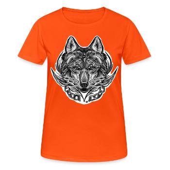 Mystic Wolf - Women's Breathable T-Shirt - neon orange - Front - AI Model Female 172 dark (172cm)