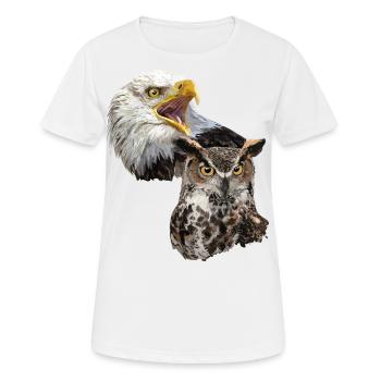 Amerikanischer Pigargo und amerikanische Eule - Frauen T-Shirt atmungsaktiv - Weiß - Vorne - AI Model Female 172 dark (172cm)