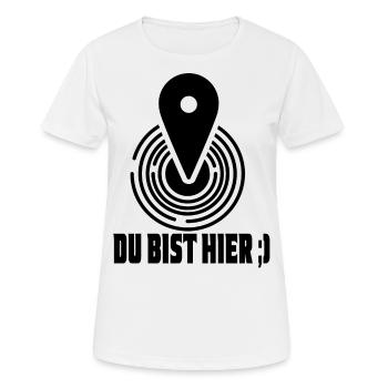 You are here, your current location - Women's Breathable T-Shirt - white - Front - AI Model Female 172 dark (172cm)