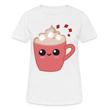 Chaleur et confort cacao heureux - T-shirt respirant Femme - blanc - Devant - AI Model Female 172 dark (172cm)