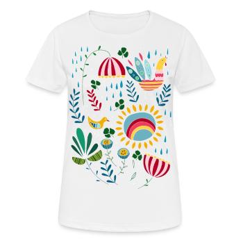 Lass es regnen. Skandinavisches Vintage Muster - Frauen T-Shirt atmungsaktiv - Weiß - Vorne - AI Model Female 172 dark (172cm)