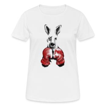 Kangourou avec des gants de boxe - T-shirt respirant Femme - blanc - Devant - AI Model Female 172 dark (172cm)