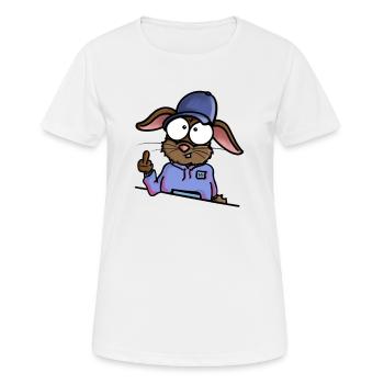 shows middle finger - Women's Breathable T-Shirt - white - Front - AI Model Female 172 dark (172cm)