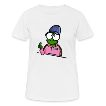 Tortue avec un majeur cap - T-shirt respirant Femme - blanc - Devant - AI Model Female 172 dark (172cm)