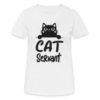 Katzen Bedienung lustiges Motiv Katzenbesitzer - Frauen T-Shirt atmungsaktiv - Weiß - Vorne - AI Model Female 172 dark (172cm)