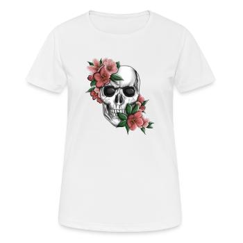 Tête de mort avec des fleurs - T-shirt respirant Femme - blanc - Devant - AI Model Female 172 dark (172cm)