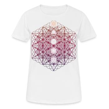 64 Tetraeder Metatrons Würfel Sacred Geo - Frauen T-Shirt atmungsaktiv - Weiß - Vorne - AI Model Female 172 dark (172cm)