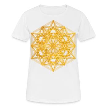 Geometrisch dimensionaler Metatrons Cube - Frauen T-Shirt atmungsaktiv - Weiß - Vorne - AI Model Female 172 dark (172cm)