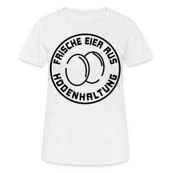 Frische Eier aus Bodenhaltung - Frauen T-Shirt atmungsaktiv - Weiß - Vorne - AI Model Female 172 dark (172cm)