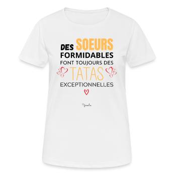 Soeur Tata - Annonce grossesse -Annonce soeur tata - T-shirt respirant Femme - blanc - Devant - AI Model Female 172 dark (172cm)
