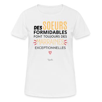 Futur marraine soeur Demande marrain Demande soeur - T-shirt respirant Femme - blanc - Devant - AI Model Female 172 dark (172cm)