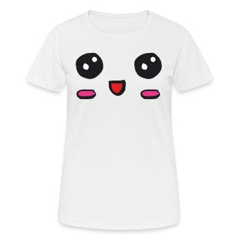 kawaii face with an open smile - Women's Breathable T-Shirt - white - Front - AI Model Female 172 dark (172cm)