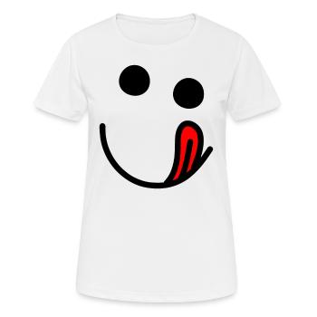 Langue dehors - visage heureux affamé - T-shirt respirant Femme - blanc - Devant - AI Model Female 172 dark (172cm)