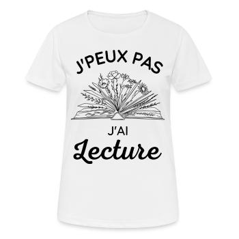 Lecture - T-shirt respirant Femme - blanc - Devant - AI Model Female 172 dark (172cm)