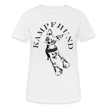 Chihuahua der wohl kleinste Kampfhund der Welt - Frauen T-Shirt atmungsaktiv - Weiß - Vorne - AI Model Female 172 dark (172cm)