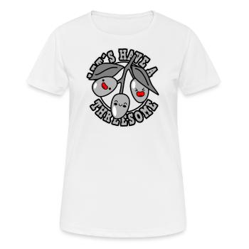Faisons un trio avec des fruits d’olive - T-shirt respirant Femme - blanc - Devant - AI Model Female 172 dark (172cm)