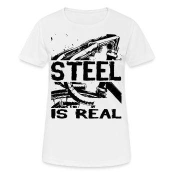 Rennrad Keirin Fixie. Stahl ist echt - Frauen T-Shirt atmungsaktiv - Weiß - Vorne - AI Model Female 172 dark (172cm)