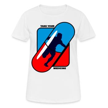 Prendre - Le vôtre - Médicament - Sports - T-shirt respirant Femme - blanc - Devant - AI Model Female 172 dark (172cm)