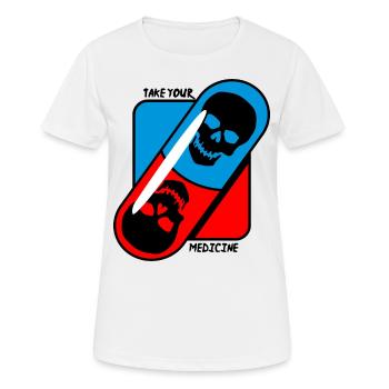 Prenez - votre - médicament - crâne - T-shirt respirant Femme - blanc - Devant - AI Model Female 172 dark (172cm)