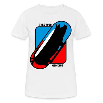 Prenez votre médicament - Cochon - T-shirt respirant Femme - blanc - Devant - AI Model Female 172 dark (172cm)