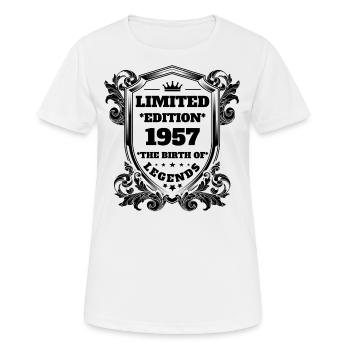 1957 - Frauen T-Shirt atmungsaktiv - Weiß - Vorne - AI Model Female 172 dark (172cm)