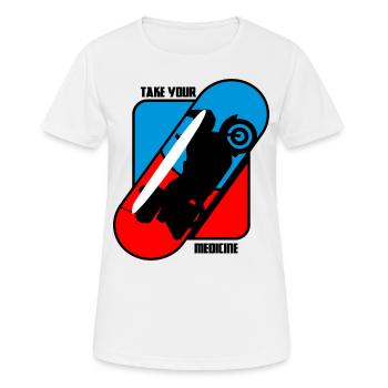 Prenez vos médicaments - Moto - T-shirt respirant Femme - blanc - Devant - AI Model Female 172 dark (172cm)