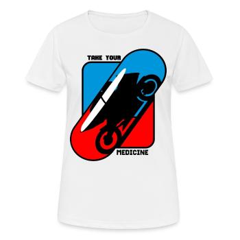 Prenez votre médicament - Moto de course - T-shirt respirant Femme - blanc - Devant - AI Model Female 172 dark (172cm)
