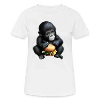 Gorilla liebt Cheeseburger - Frauen T-Shirt atmungsaktiv - Weiß - Vorne - AI Model Female 172 dark (172cm)