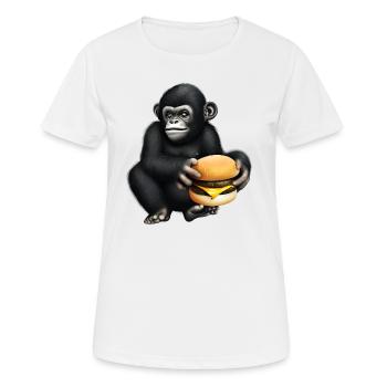 Gorilla liebt Cheeseburger - Frauen T-Shirt atmungsaktiv - Weiß - Vorne - AI Model Female 172 dark (172cm)