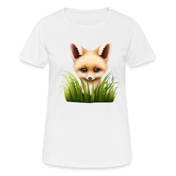 Kleiner Fuchs versteckt sich im Gras - Frauen T-Shirt atmungsaktiv - Weiß - Vorne - AI Model Female 172 dark (172cm)