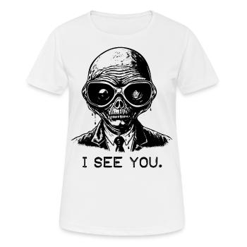 Brille aus dem Weltraum: Alien, ich sehe dich - Frauen T-Shirt atmungsaktiv - Weiß - Vorne - AI Model Female 172 dark (172cm)