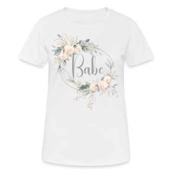 Babe mit Blumenkranz aus Rosen - Frauen T-Shirt atmungsaktiv - Weiß - Vorne - AI Model Female 172 dark (172cm)