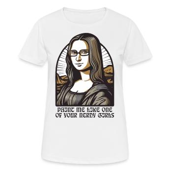 Die nerdige Leseratte Lisa Mona - Frauen T-Shirt atmungsaktiv - Weiß - Vorne - AI Model Female 172 dark (172cm)