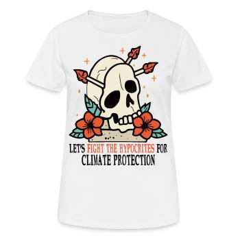 Skull and roses for environmental protection Climate protection - Women's Breathable T-Shirt - white - Front - AI Model Female 172 dark (172cm)