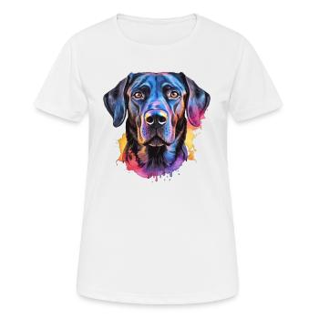 Ein farbenfroher Labrador - Frauen T-Shirt atmungsaktiv - Weiß - Vorne - AI Model Female 172 dark (172cm)
