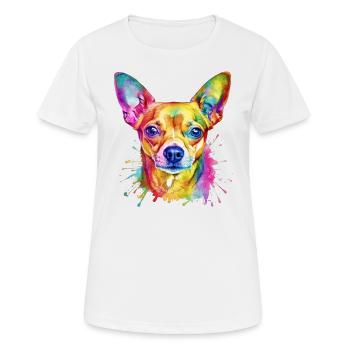 Ein farbenfroher Chihuahua - Frauen T-Shirt atmungsaktiv - Weiß - Vorne - AI Model Female 172 dark (172cm)