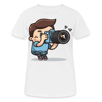Photograph - Frauen T-Shirt atmungsaktiv - Weiß - Vorne - AI Model Female 172 dark (172cm)