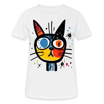 Abstract: The Crazy, Ordinary Cat - Women's Breathable T-Shirt - white - Front - AI Model Female 172 dark (172cm)