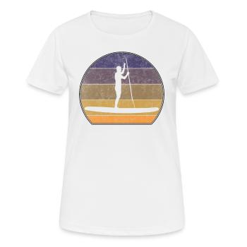 Rétro Stand Up Paddle Sunset Paddle Paddle - T-shirt respirant Femme - blanc - Devant - AI Model Female 172 dark (172cm)