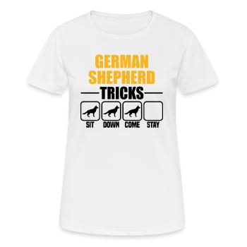 German Shepherd Tricks - Women's Breathable T-Shirt - white - Front - AI Model Female 172 dark (172cm)